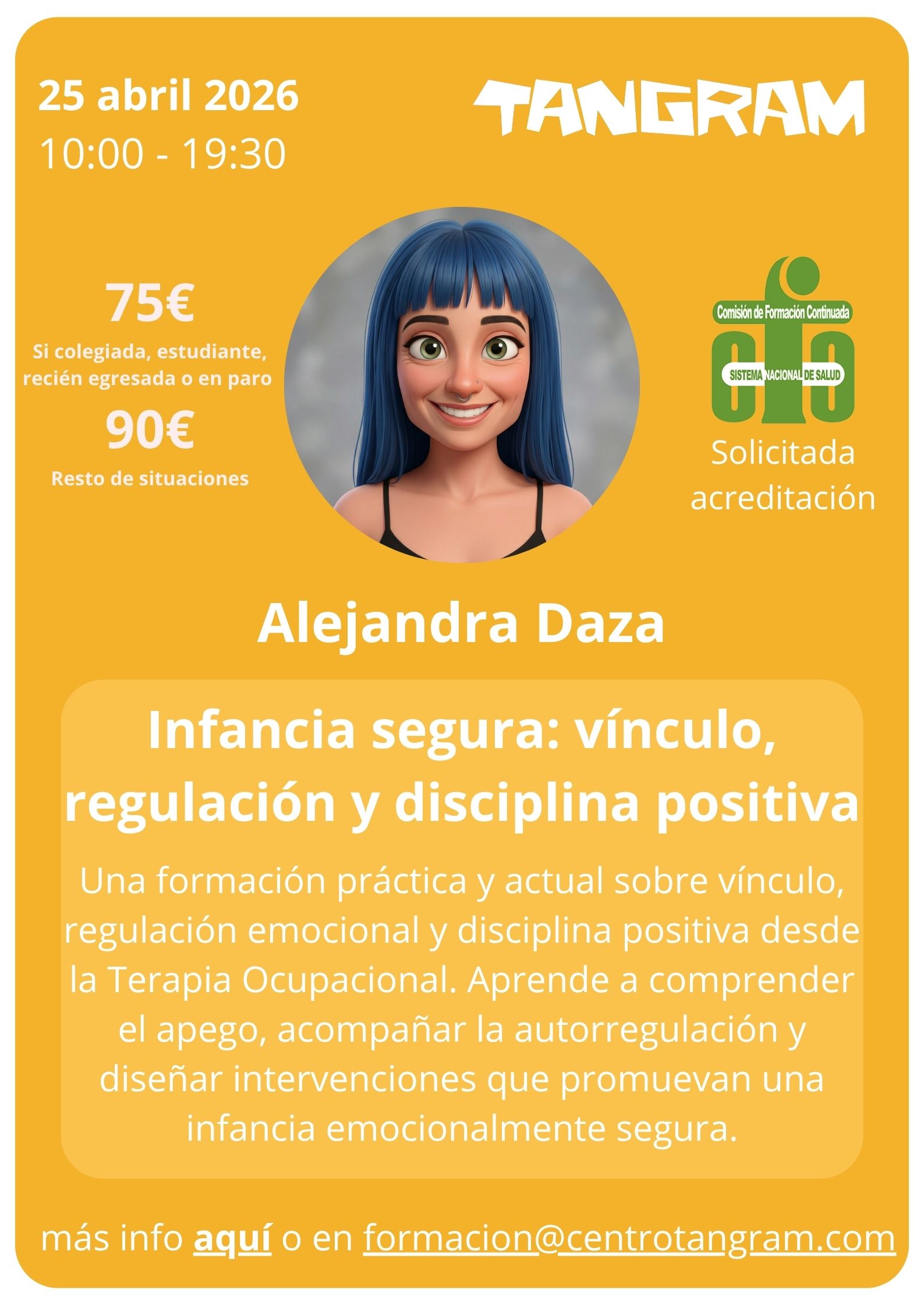 Cartel: Infancia segura: vínculo, regulación y disciplina positiva